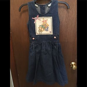 Upcycled Girl’s Denim Bunny Dress Jumper Size 8